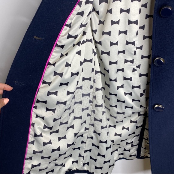 Kate Spade Navy Wool Blend Coat w/ Bow Pockets S - Picture 8 of 12